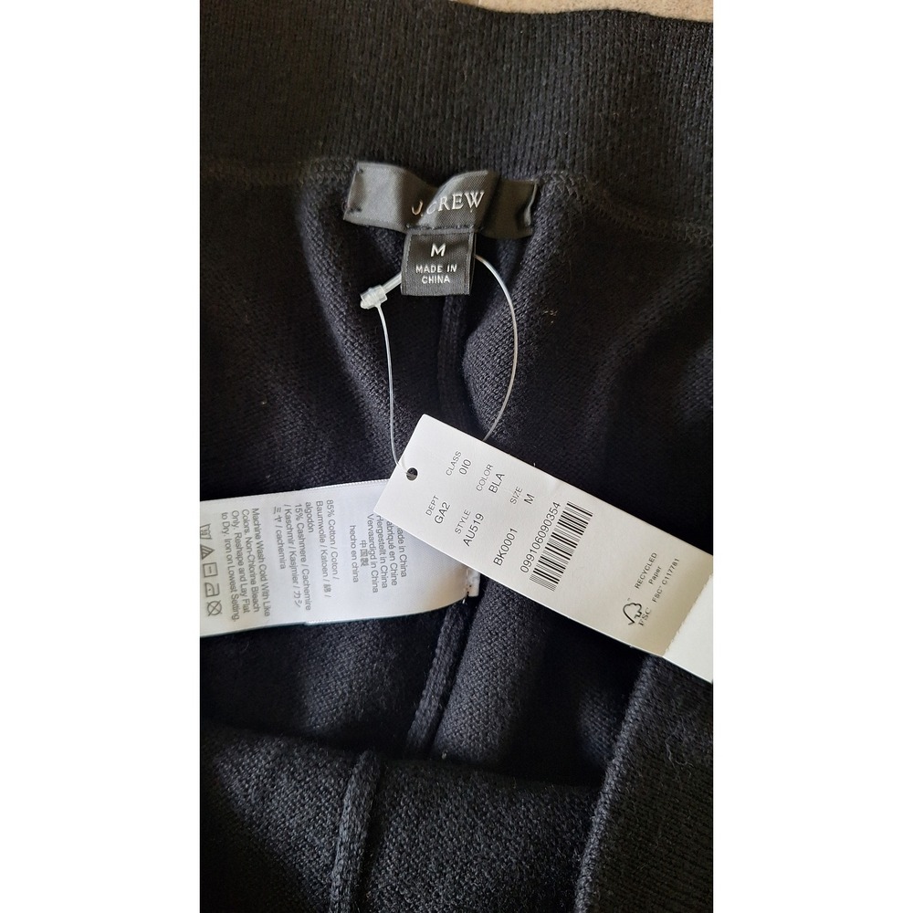 J.Crew Sweatpants Womens Size M Black Cotton Cashmere Drawstring Pull On - Picture 2 of 8